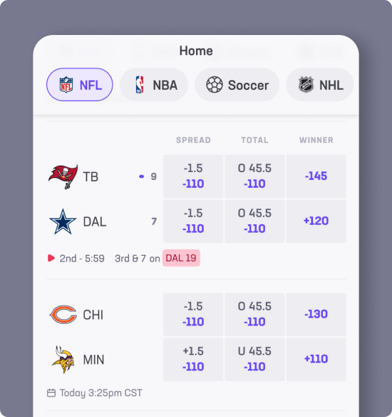 Hard Rock Bet football game screen